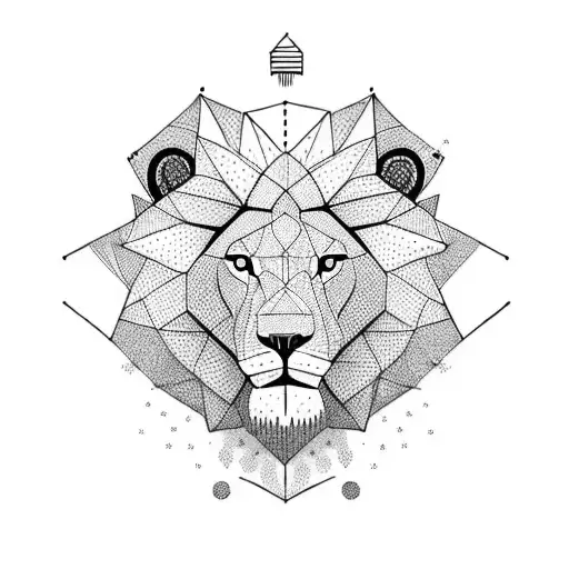 A Minimalist Lion Roaring Against A Backdrop Of A Clock Face