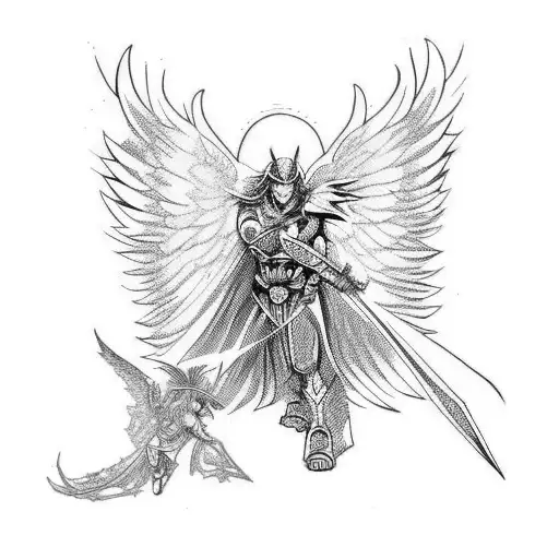 Angel Warrior Fighting Demon