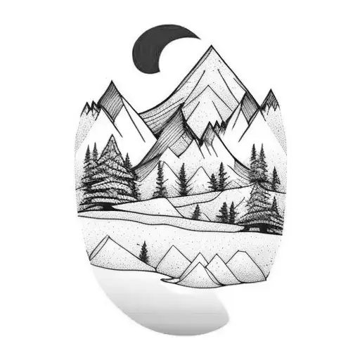 Mountain Range With Cowboys