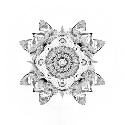 Trashed Out Mandala With Colorful Floral Bsckground