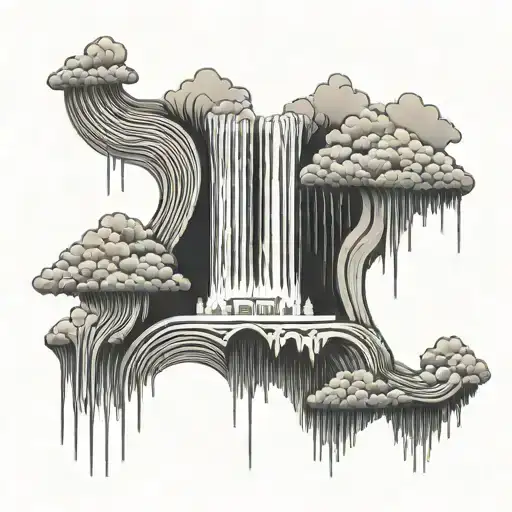 Cloud Flowing Into A Waterfall