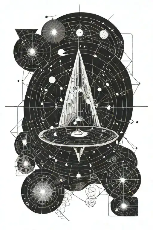 Star Trek Enterprise Framed By Geometric Astrological Charts And Astral Body Objects