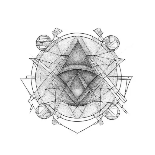 Grant Teton Outline With Geometric Aspects And One Pink Line