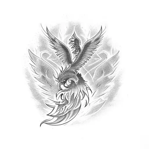A Flaming Phoenix Rising From The Ashes With A Powerful And Imposing Presence