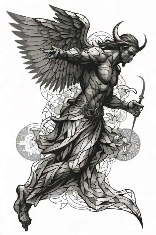 Christian Idea Male Sleeve Battle Between Angel And Demons