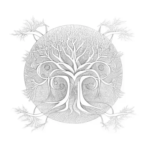 Tree Of Life With Intertwined Roots