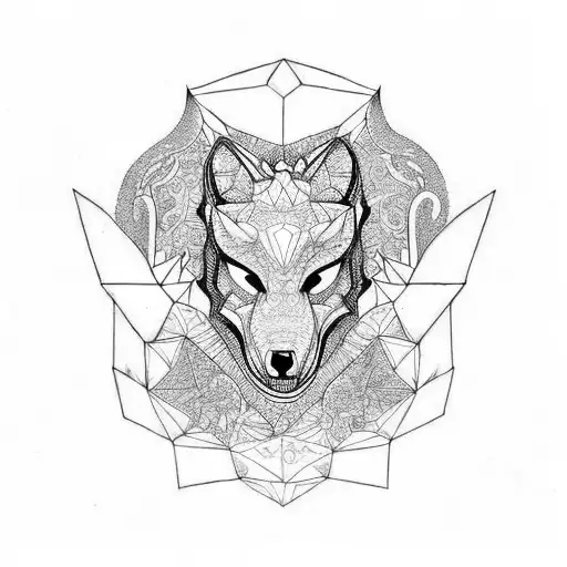 Polygon Totem Pole With A Dragon An Owland A Wolf