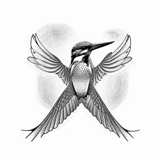 Kingfisher Flying Upward In A Circle With 5 Heartbeats As The Circle Line