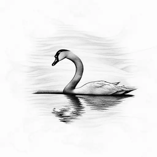 Fine Line Swan Protecting Two Handwritten Names