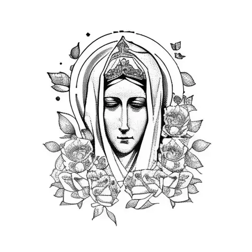 Virgin Mary Surrounded By Roses