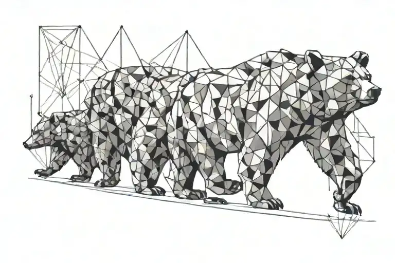 Bear Family Walking In Line