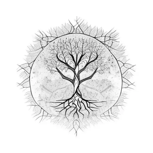 Tree Of Life With Roots Breaking Through Concrete