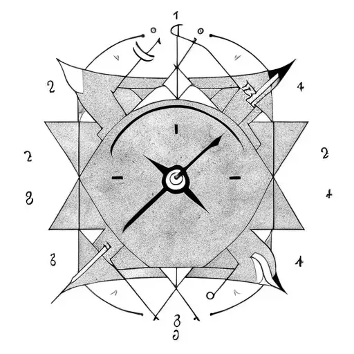 Arrow With Clock In The Middle And Karma Symbol At The End Of The Arrow