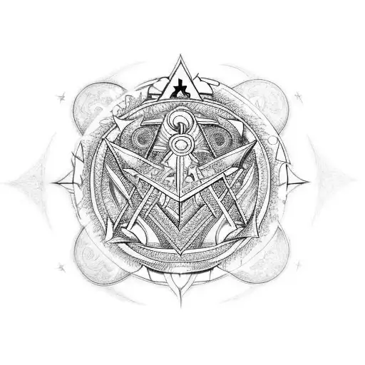 A Dragon That Incorporates Free Masonic Symbols And Sacred Geometry