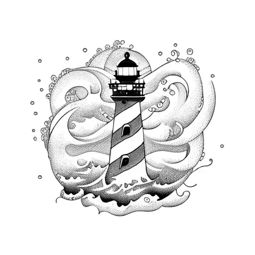 Ocean Wave With Lighthouse