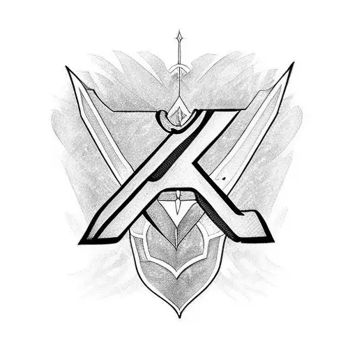 Heart Sword Letter F And Letter H