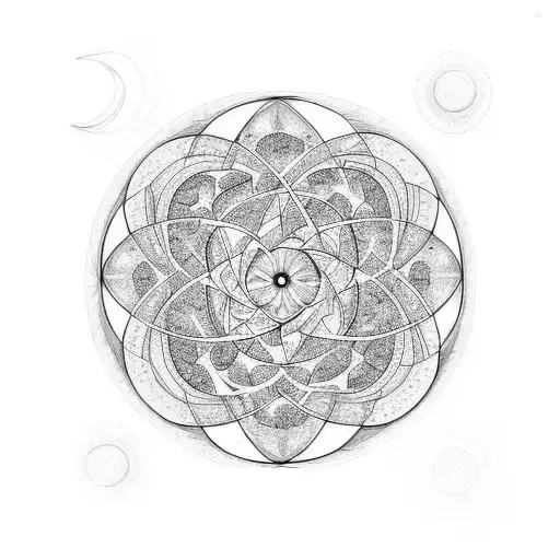 One Fibonnaci Spiral With A Moon