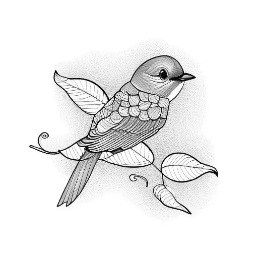 Blue Bird Flying Carrying A Vine