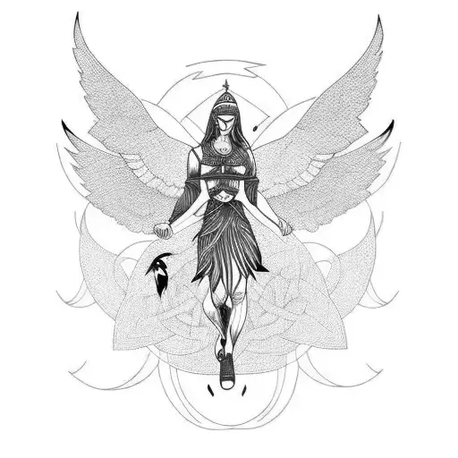 Sleeve Tattoo With The Celtic Goddess Morrigan With Crows