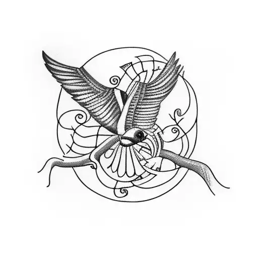 Blue Bird Flying Holding A Vine