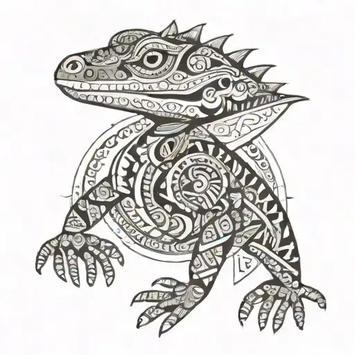 Aztec Gecko With Mountains