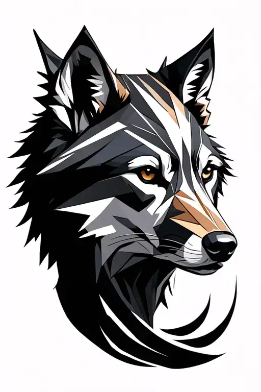 Geometric Wolf With Realistic Depiction