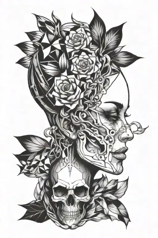 Migraine Half Skull Woman Dressed