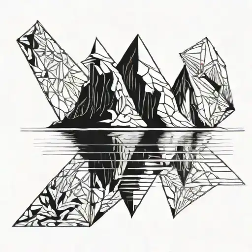 Iceberg Half Submerged In Water Black And White