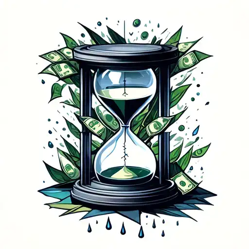 Hourglass Time Is Money Raining
