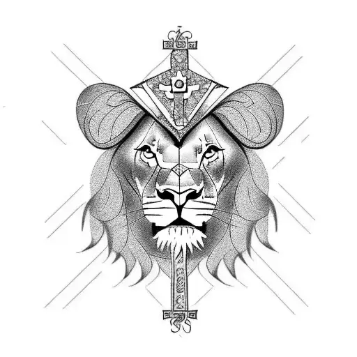 Feminine Lion With Cross And Bible Verse For A Sleeve