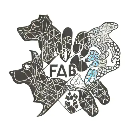 4 Dog Paws In Walking Position With The Word Fabi In Each Of The Paws In 2D