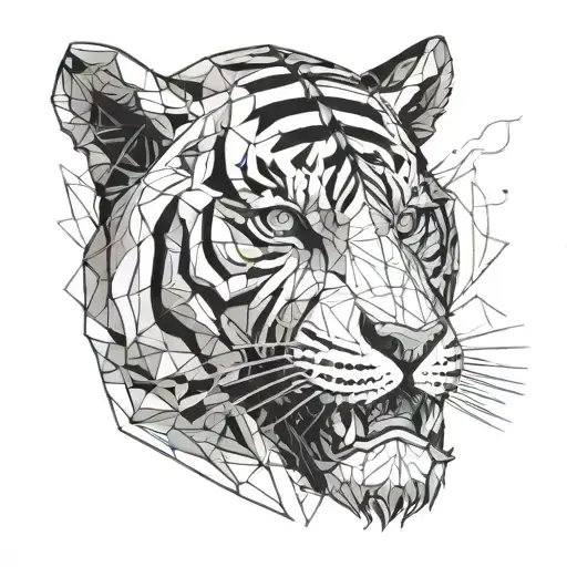 Tiger Head Man In Black Suit Smoking