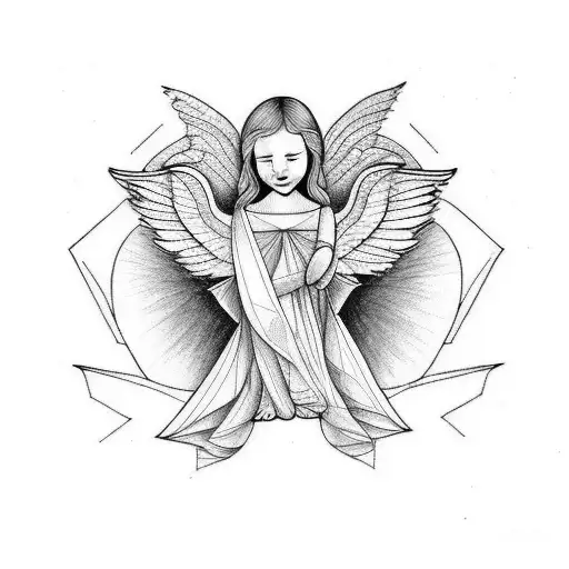 Angel And Person Facing Together