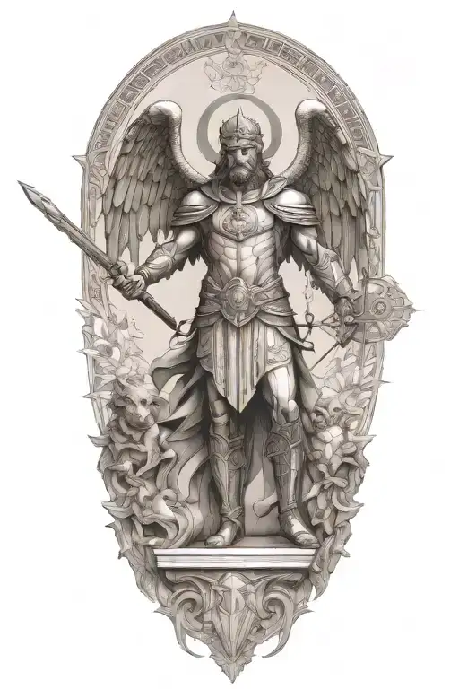 Saint Michel Slaying Demons