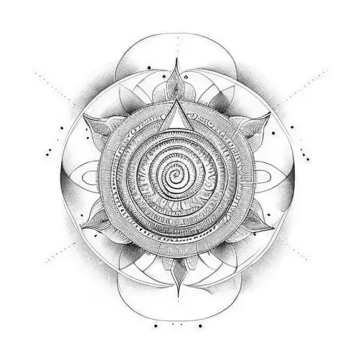 Hindu Tattoo With Sree Chakra On Biceps