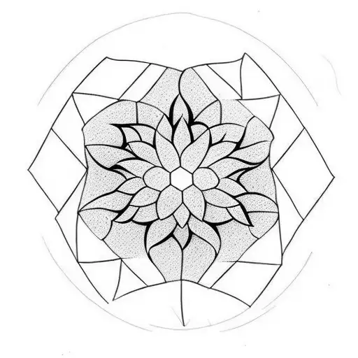 Geometric Shapes With Part Of A Soccer Ball And Daisies For A Sleeve