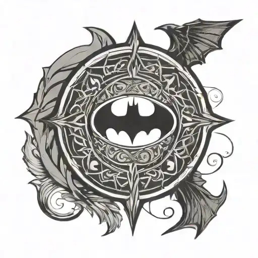 Batman Symbol On A Shield Against A Background Of A Circle Laurel Wreath