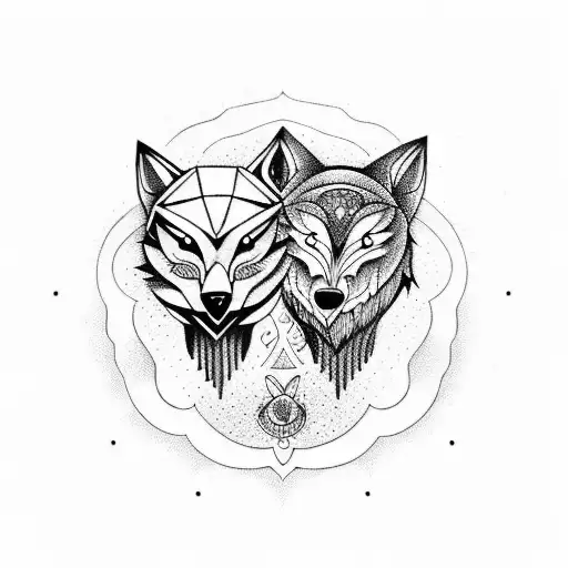 A Wolf And Owl Intertwined In A Yin-yang Symbol