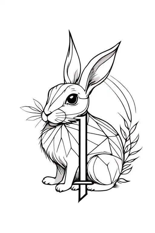 Fire Rabbit Zodiac Symbolism With Leaf And Letter J