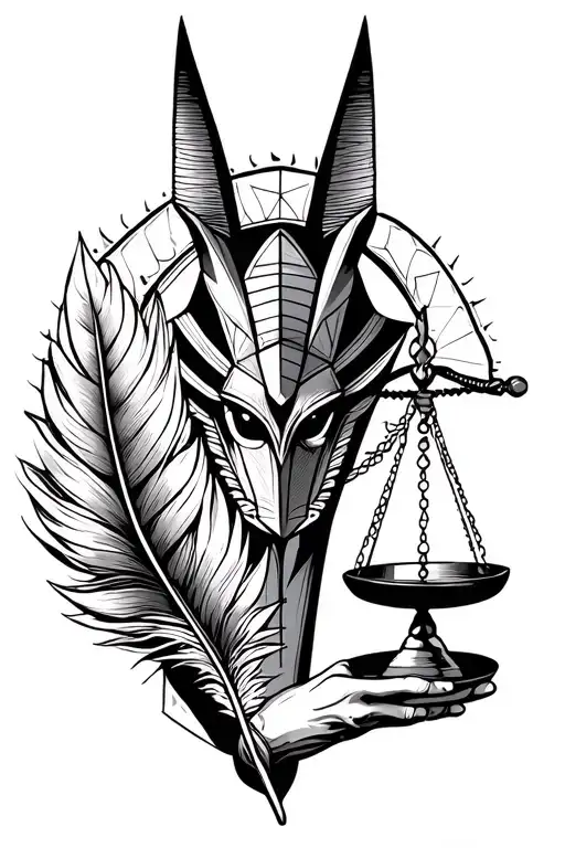 Anubis Holding A Scale Weighing A Feather