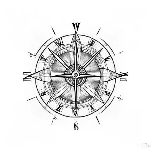 Black Wings Over Compass Clock In Tree