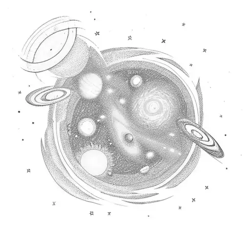 Small Galaxy With Three Planets And A Sun