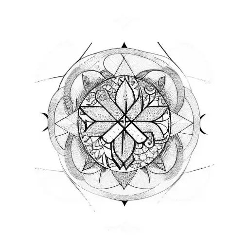 Geometric Bird Made Out Of Branches And Flowers And Has The Vegvisir Symbol