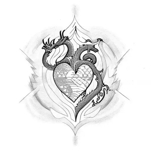 Heart With Dragon Around It