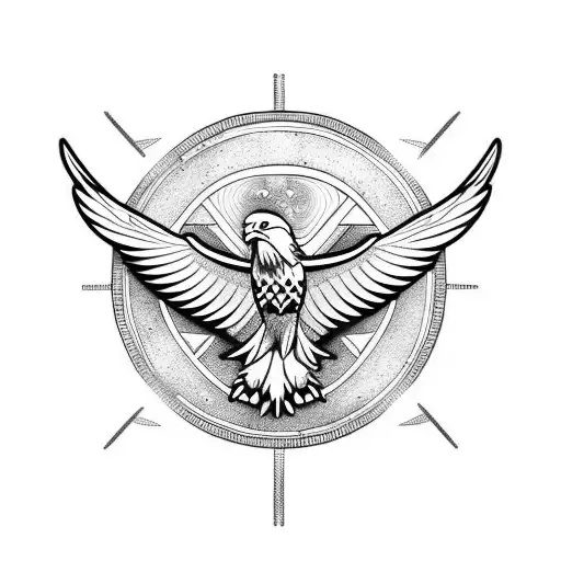 Christian Cross Futuristic With Eagle