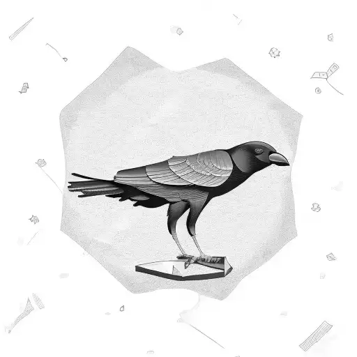 A Crow Standing On A Scrollsaw Blade