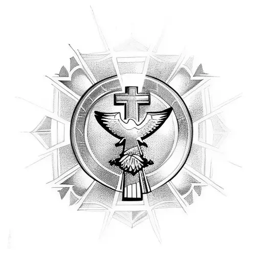 Christian Cross Futuristic With Eagle