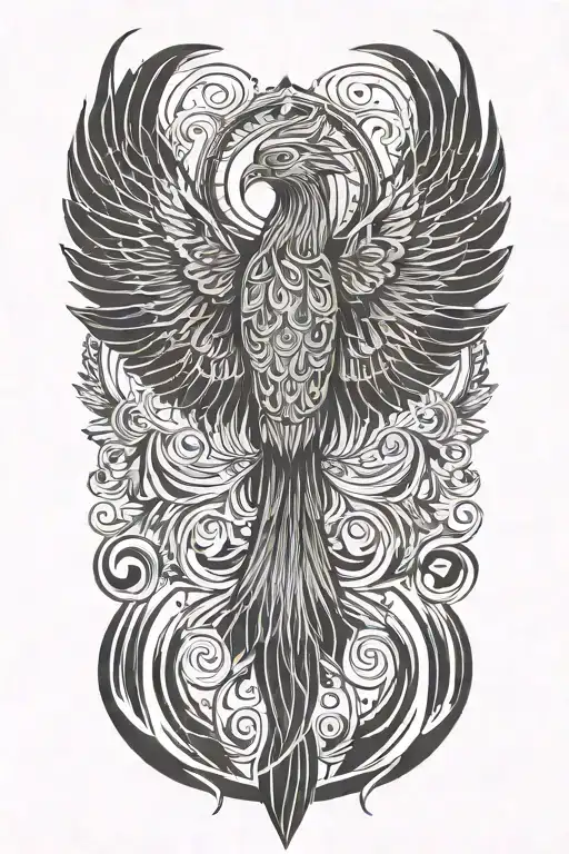 Phoenix With Wings Above Head Emerging