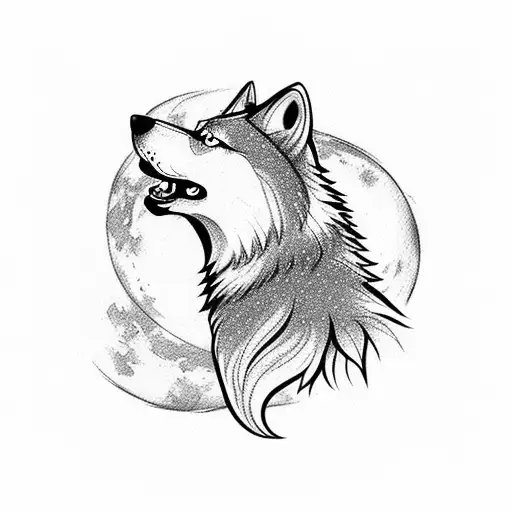 Wolf Howling At The Moon With Viking Symbols