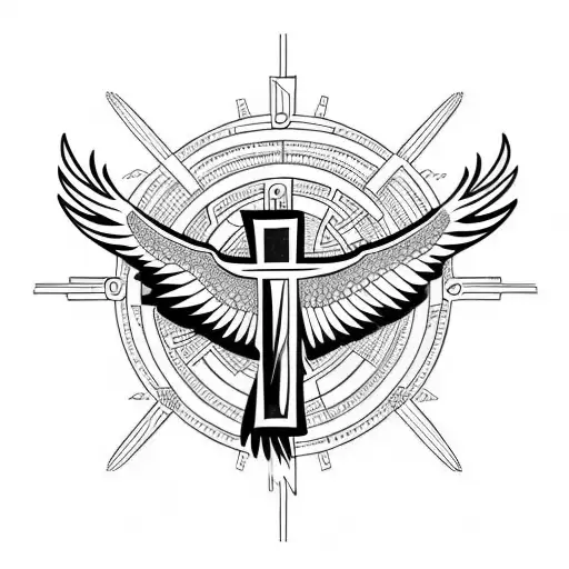 Christian Cross Futuristic With Eagle